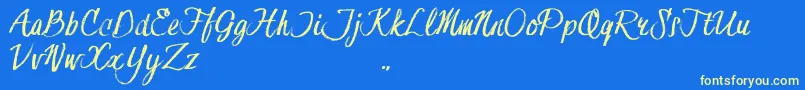 HessterMoffettTrial-Schriftart – Gelbe Schriften auf blauem Hintergrund