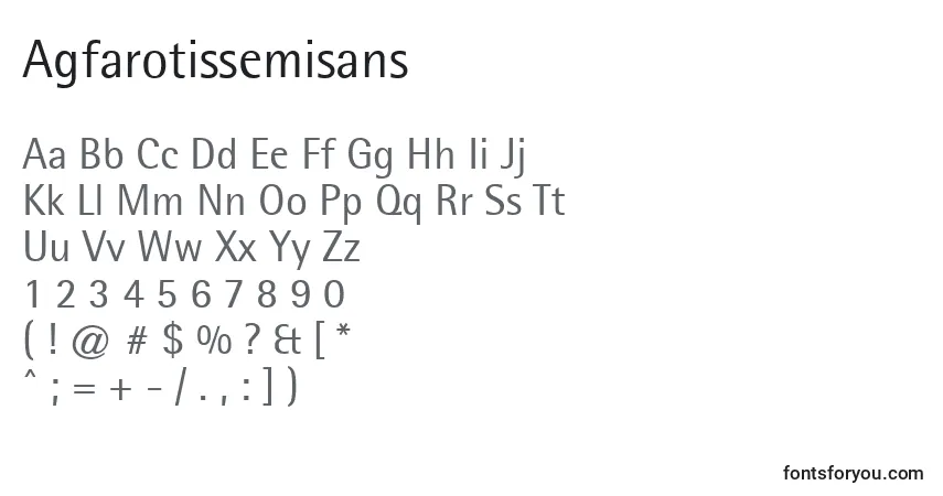 Czcionka Agfarotissemisans – alfabet, cyfry, specjalne znaki