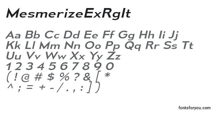 A fonte MesmerizeExRgIt – alfabeto, números, caracteres especiais