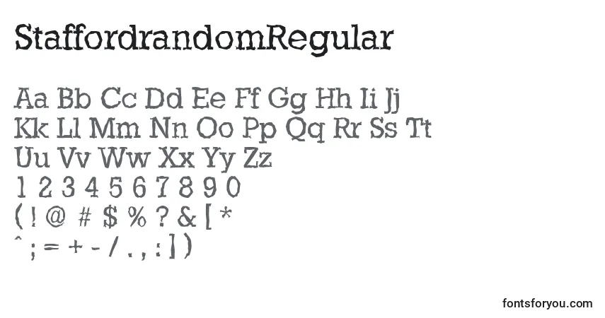 Czcionka StaffordrandomRegular – alfabet, cyfry, specjalne znaki