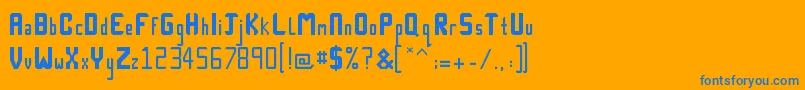 Technick Font – Blue Fonts on Orange Background
