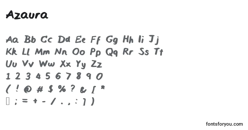A fonte Azaura – alfabeto, números, caracteres especiais