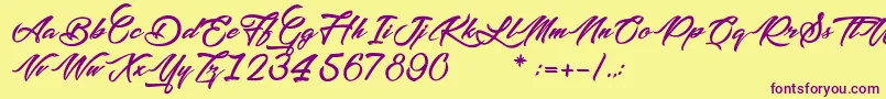 PictureOfTheRomantic-Schriftart – Violette Schriften auf gelbem Hintergrund