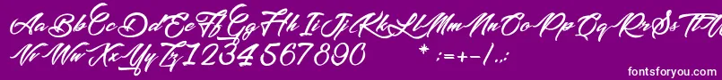 Подробнее о шрифте PictureOfTheRomantic Шрифт PictureOfTheRomantic – белые шрифты на фиолетовом фоне