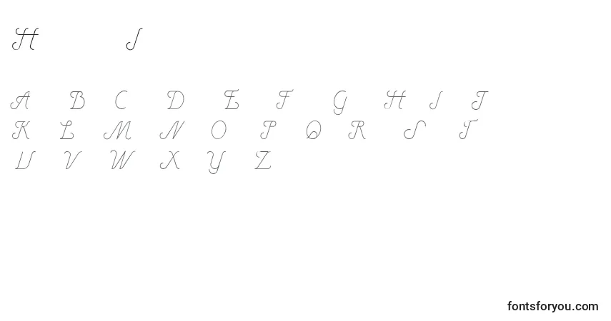 Czcionka HenryItalic – alfabet, cyfry, specjalne znaki
