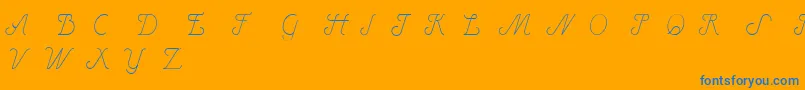 HenryItalic-Schriftart – Blaue Schriften auf orangefarbenem Hintergrund