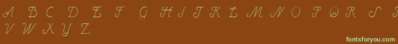 フォントHenryItalic – 緑色の文字が茶色の背景にあります。