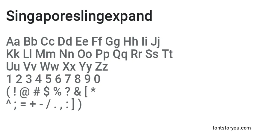 Шрифт Singaporeslingexpand – алфавит, цифры, специальные символы