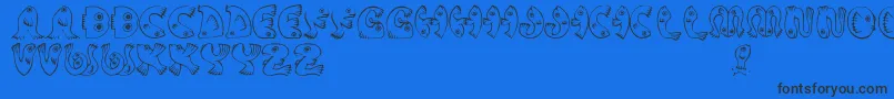 JmhPez Font – Black Fonts on Blue Background