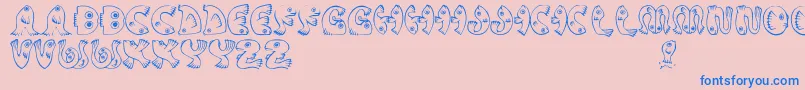 JmhPez-Schriftart – Blaue Schriften auf rosa Hintergrund