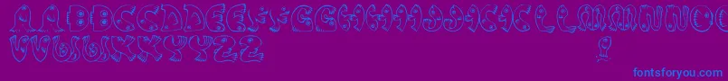 フォントJmhPez – 紫色の背景に青い文字