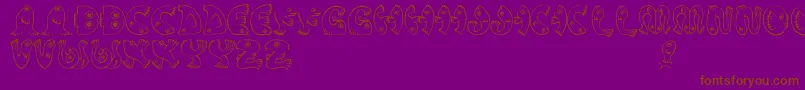 JmhPez-Schriftart – Braune Schriften auf violettem Hintergrund
