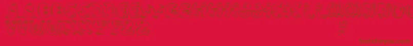 JmhPez-fontti – ruskeat fontit punaisella taustalla