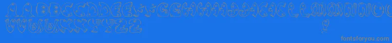 フォントJmhPez – 青い背景に灰色の文字