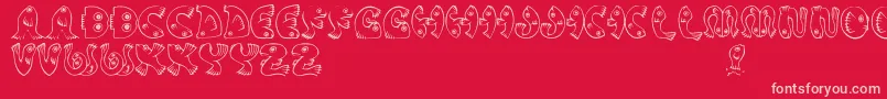 JmhPez-Schriftart – Rosa Schriften auf rotem Hintergrund