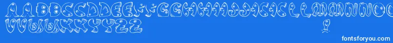 JmhPez-Schriftart – Weiße Schriften auf blauem Hintergrund