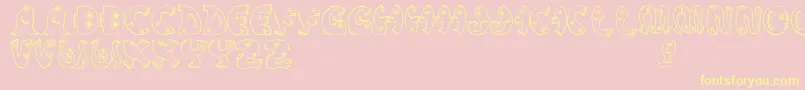 JmhPez-fontti – keltaiset fontit vaaleanpunaisella taustalla