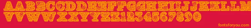 Czcionka Jfholbow – pomarańczowe czcionki na czerwonym tle