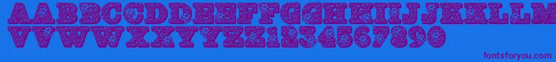 Jfholbow Font – Purple Fonts on Blue Background