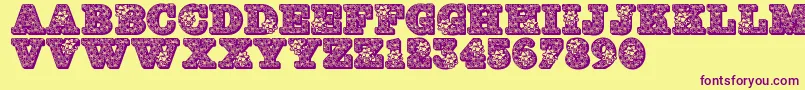 Jfholbow Font – Purple Fonts on Yellow Background