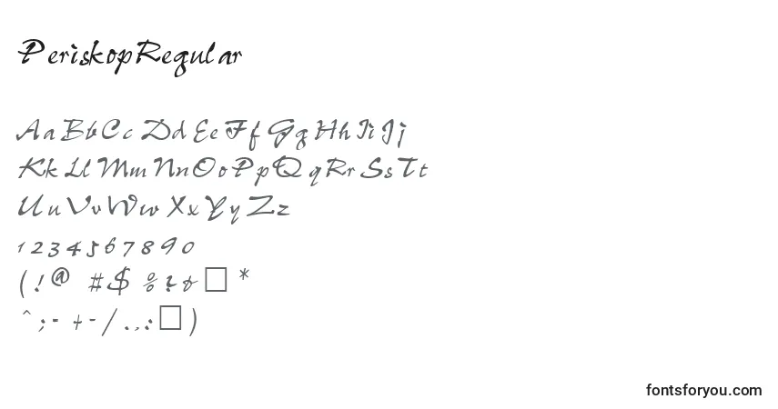 Czcionka PeriskopRegular – alfabet, cyfry, specjalne znaki