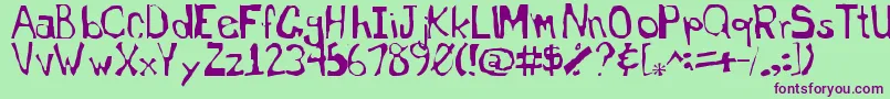 Somewheresomehow0 Font – Purple Fonts on Green Background