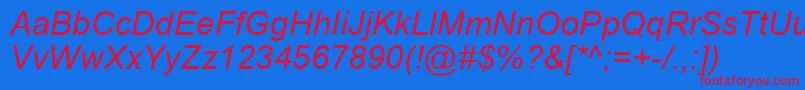 ArialCyrРљСѓСЂСЃРёРІ Font – Red Fonts on Blue Background