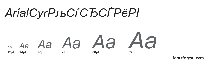 ArialCyrРљСѓСЂСЃРёРІ Font Sizes