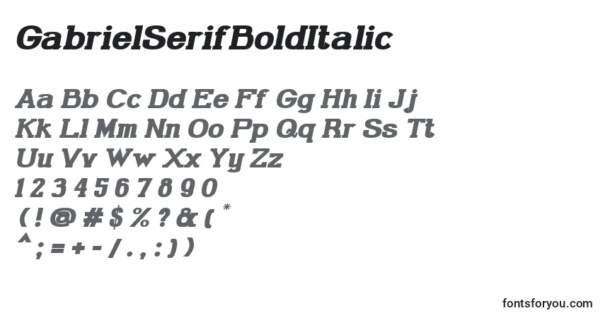GabrielSerifBoldItalicフォント–アルファベット、数字、特殊文字