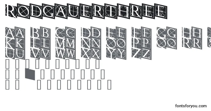 Czcionka Rodgauerthree – alfabet, cyfry, specjalne znaki