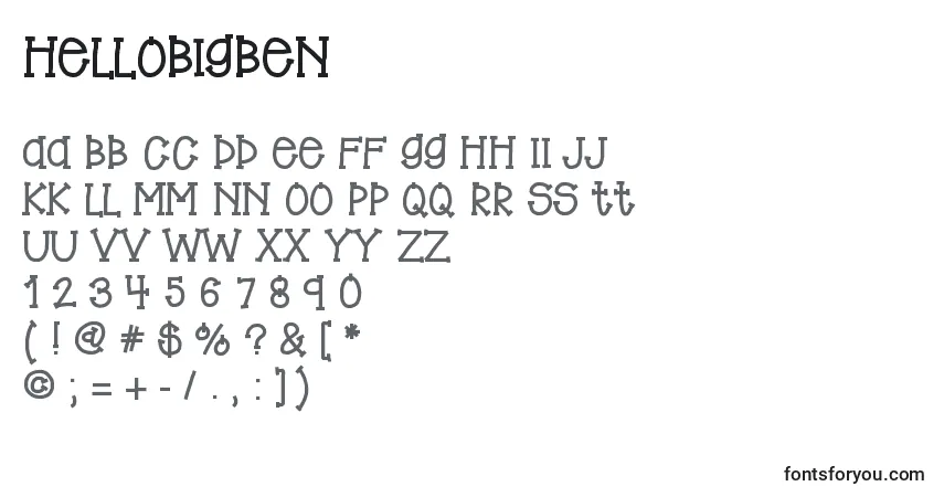Schriftart Hellobigben – Alphabet, Zahlen, spezielle Symbole
