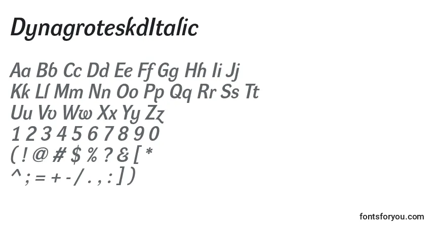 Schriftart DynagroteskdItalic – Alphabet, Zahlen, spezielle Symbole
