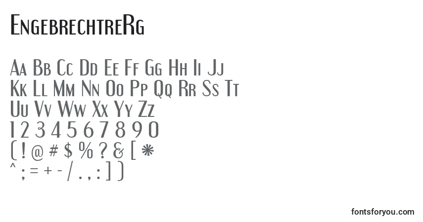 A fonte EngebrechtreRg – alfabeto, números, caracteres especiais