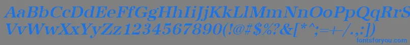 フォントUrwantiquatmedOblique – 灰色の背景に青い文字