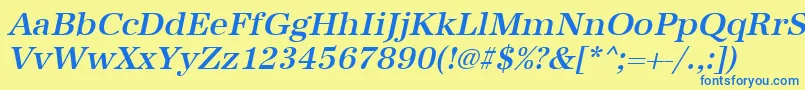 UrwantiquatmedOblique Font – Blue Fonts on Yellow Background