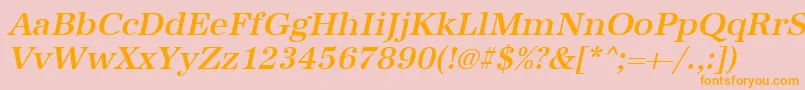 フォントUrwantiquatmedOblique – オレンジの文字がピンクの背景にあります。