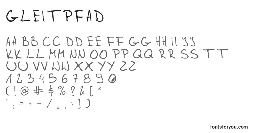 A fonte Gleitpfad – alfabeto, números, caracteres especiais