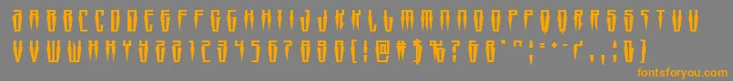 Weitere Informationen zur Swordtoothtitle-Schriftart Swordtoothtitle-Schriftart – Orangefarbene Schriften auf grauem Hintergrund
