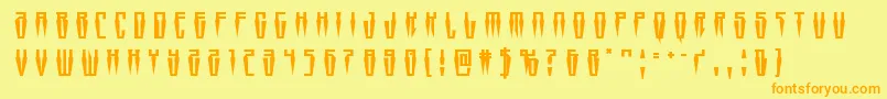 Swordtoothtitle-Schriftart – Orangefarbene Schriften auf gelbem Hintergrund