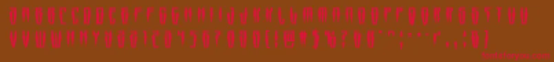 フォントSwordtoothtitle – 赤い文字が茶色の背景にあります。