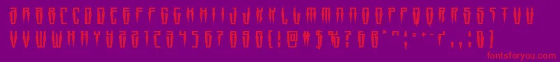 Czcionka Swordtoothtitle – czerwone czcionki na fioletowym tle