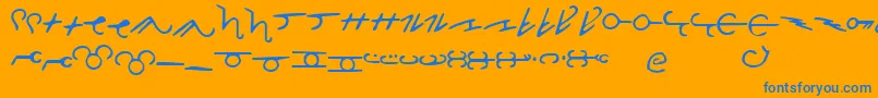 ThorassFrFont-Schriftart – Blaue Schriften auf orangefarbenem Hintergrund