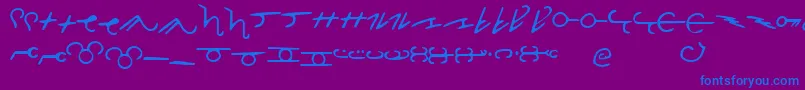 フォントThorassFrFont – 紫色の背景に青い文字