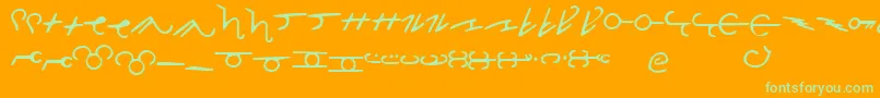 ThorassFrFont-Schriftart – Grüne Schriften auf orangefarbenem Hintergrund