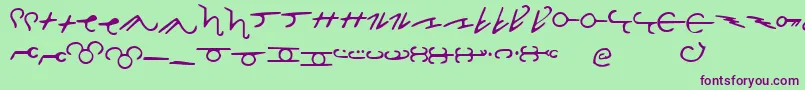ThorassFrFont-Schriftart – Violette Schriften auf grünem Hintergrund