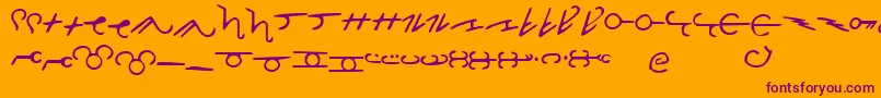 ThorassFrFont-Schriftart – Violette Schriften auf orangefarbenem Hintergrund