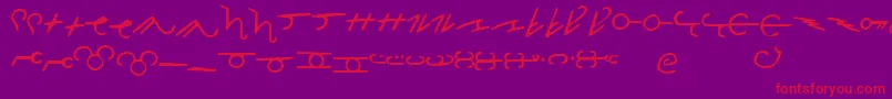 ThorassFrFont-Schriftart – Rote Schriften auf violettem Hintergrund