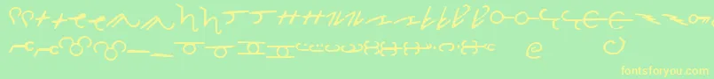 ThorassFrFont-Schriftart – Gelbe Schriften auf grünem Hintergrund