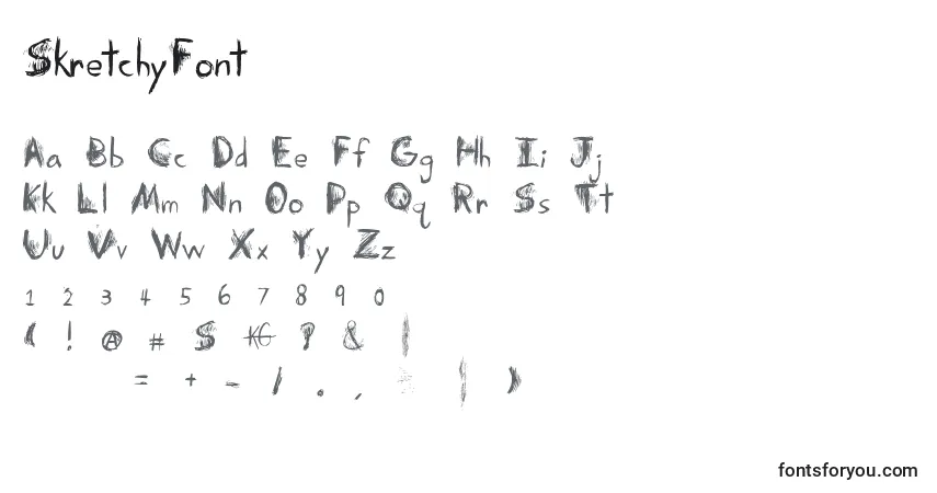 A fonte SkretchyFont – alfabeto, números, caracteres especiais