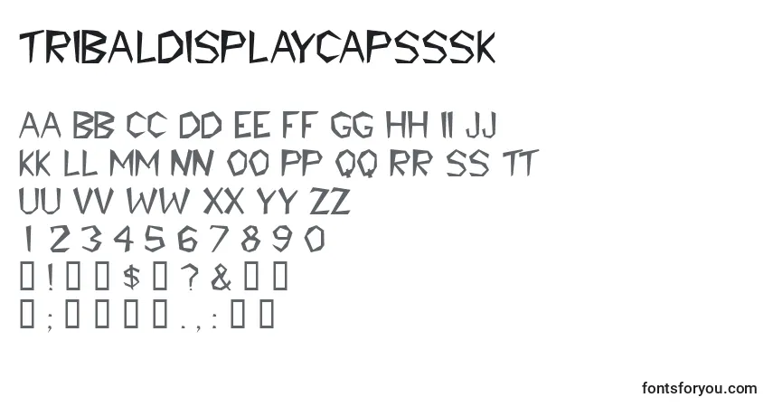 A fonte Tribaldisplaycapsssk – alfabeto, números, caracteres especiais